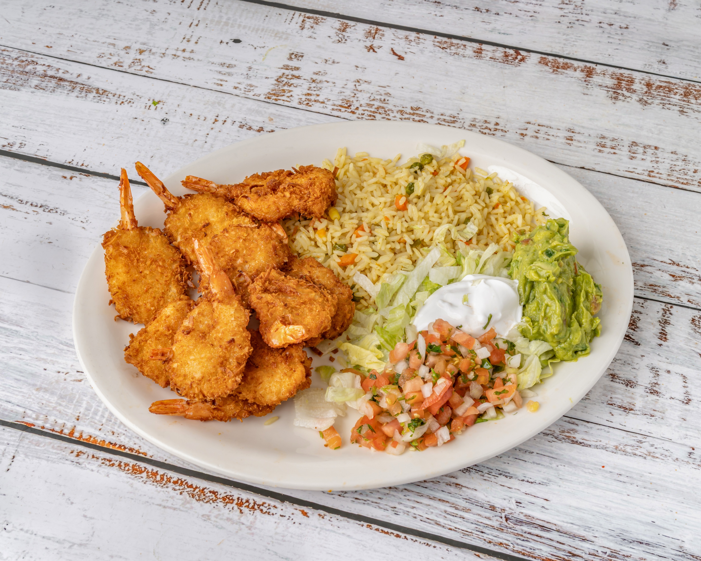 Camarones Empanizados — golden breaded shrimp
